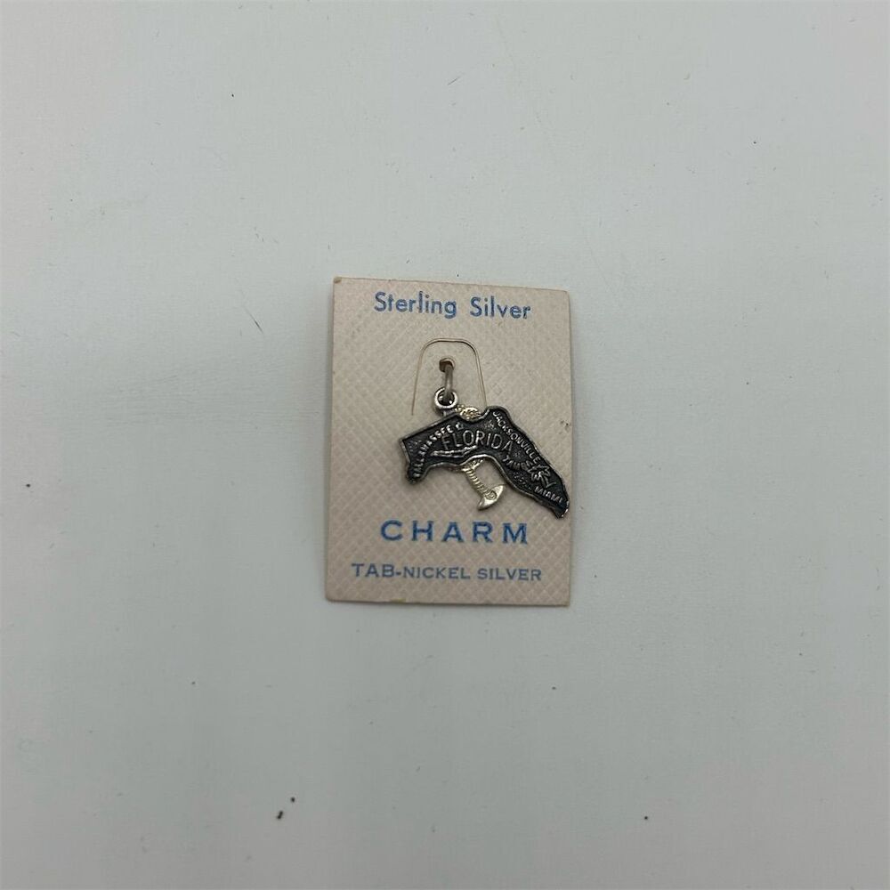 Vintage Sterling Silver Florida State Map Travel Charm